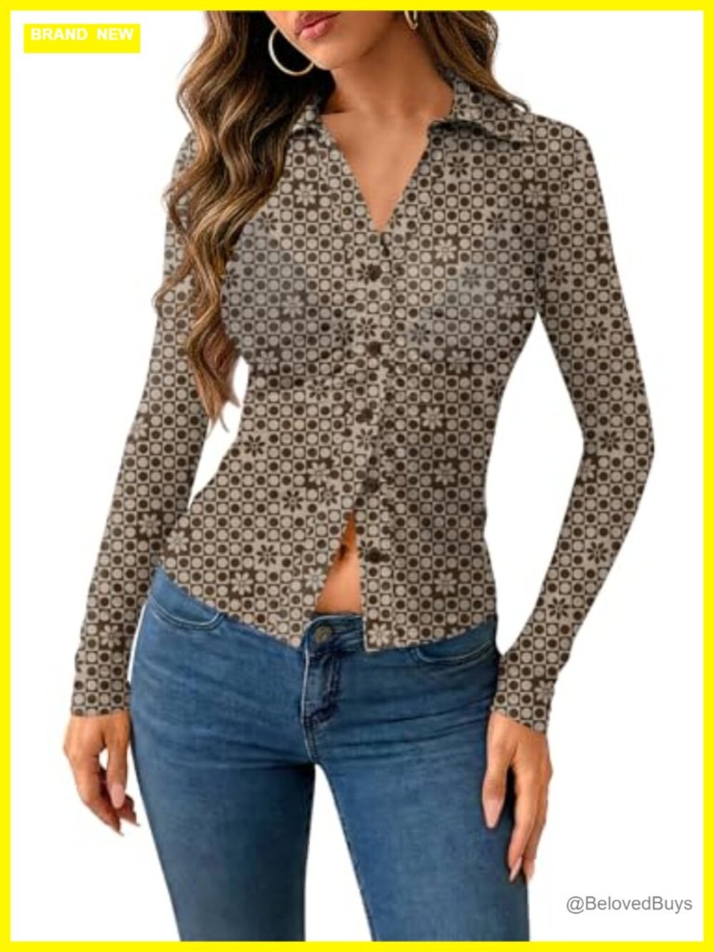 Womens Button Down Shirt V Neck Mesh Ruched Slim Fit Sheer Blouse